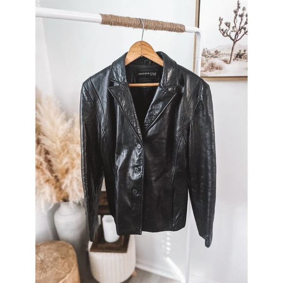 Black Genuine Leather Jacket Relaxed Fit Oversized Coat - Picture 1 of 10